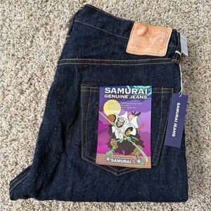 Samurai Japanese Selvedge 17oz Denim Jeans 35x34 Indigo Slim Taper